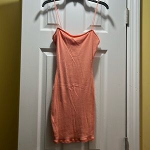 Light Orange Ribbed Tank Dress